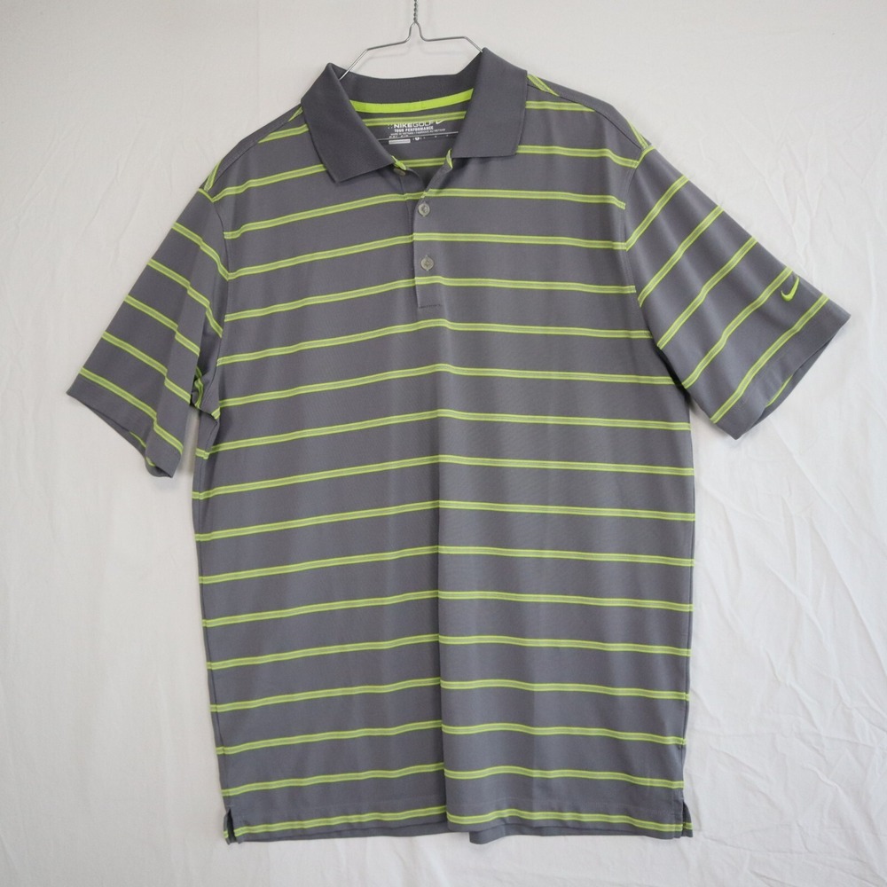 Nike Golf Polo Shirt Mens‎ Large Dri-Fit Tour Performance Striped Short Sleeve